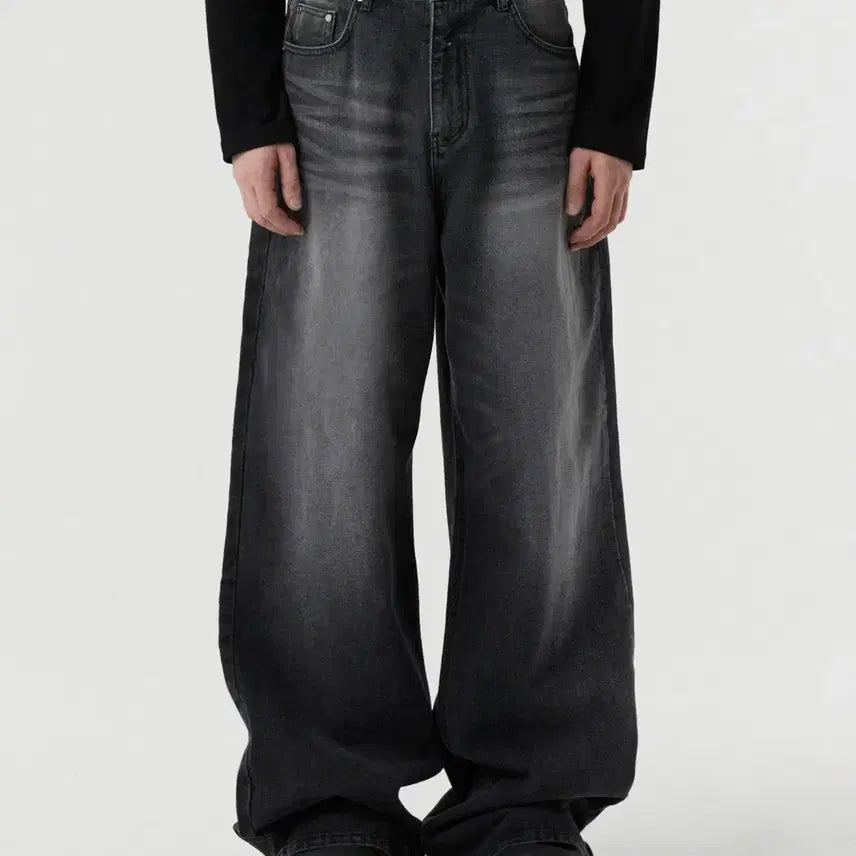 [BUNJANG] DNSR Signature Wide Denim Pants Black L / DNSR 시그니처 와이드 데님 팬츠 블랙 L
