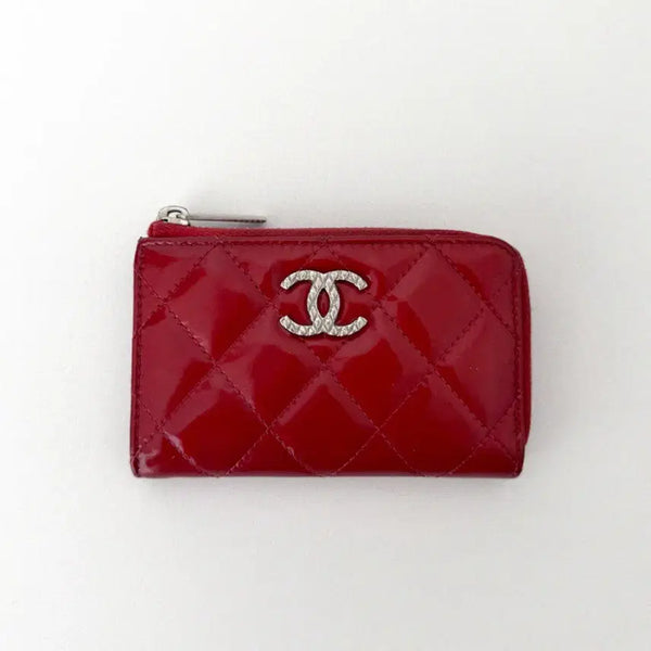 [BUNJANG] Chanel Brilliant Matelassé Patent Leather Zip Card Holder Coin Purse / 샤넬 에나멜 페이턴트 빅로고 브리릴언트 마트라세 지퍼 카드지갑 동전 코인