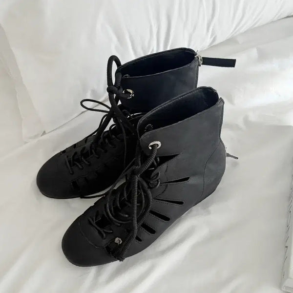 [BUNJANG] Black Lace-up Sandal Boots / (30,35,40,45,50)블랙 레이스업 샌들부츠 5076
