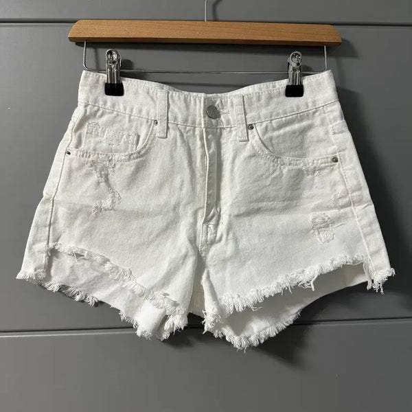 [BUNJANG] Ribbon Tie Blue Bear White Short Pants S / 리본타이 블루베어 화이트 숏팬츠 S