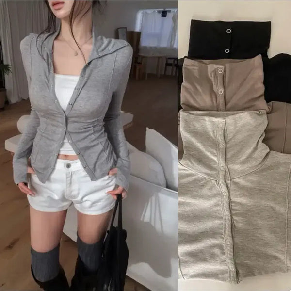 [BUNJANG] Hipnatic Snap Button High Neck Gray / 새상품/히프나틱 제작 스냅버튼 하이넥 그레이 새상품