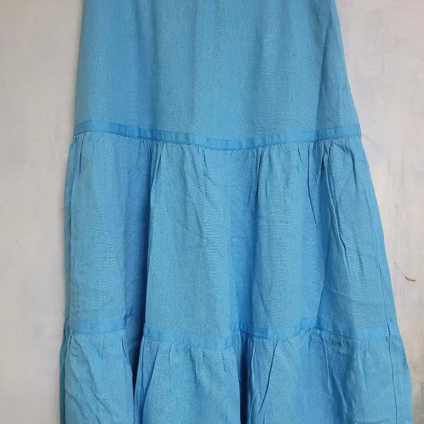 [BUNJANG] Sky Blue Tiered Maxi Skirt / 하늘색 캉캉 스커트