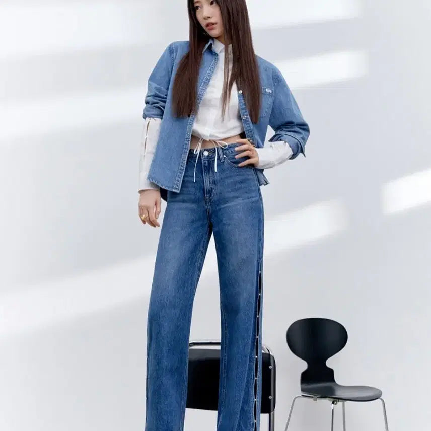 [BUNJANG] Guess Suzy Outseam Wide Pants (Size 25) / (새상품) 게스 수지 아웃심 트임 와이드 팬츠 25