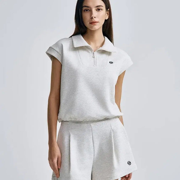 [BUNJANG] Sergio Tacchini W Kushlite French Half-Zip Short-Sleeve T-Shirt Ivory S / (새상품) 세르지오타키니 W 쿠쉬라이트 프렌치 반팔 하프집 S 아이보리