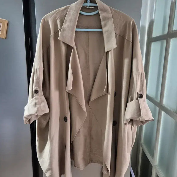 [BUNJANG] Beige Open-Front Trench Coat / 베이지색 오픈형 트렌치 코트