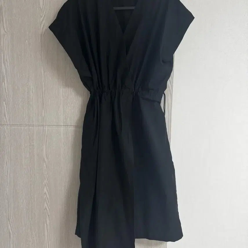 [BUNJANG] Black Wrap Cotton Dress / 블랙 랩 면 원피스