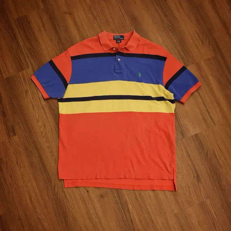 [BUNJANG] Polo Ralph Lauren Multi-Color Wide Stripe Polo Shirt / 빈티지 폴로 멀티 스트라이프 카라티셔츠 판매