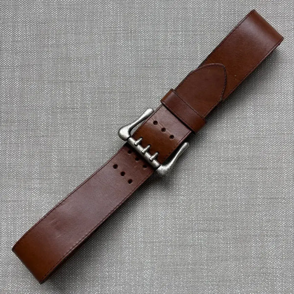 [BUNJANG] 1980s USA Tan Brown Full Grain Leather Western Belt / [31-32] 80s USA 탠 브라운 풀 그레인 레더 웨스턴 벨트