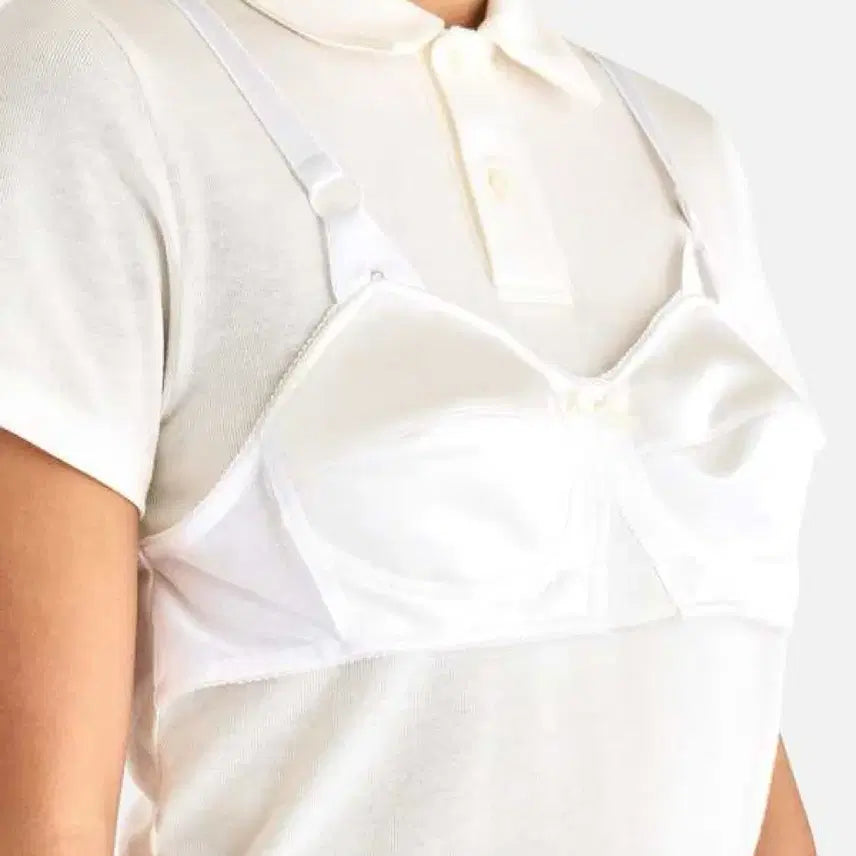 [BUNJANG] VAQUERA Bra Polo Knit T-Shirt White Size S / VAQUERA 바퀘라 브라 폴로 니트 티셔츠 화이트 S사이즈