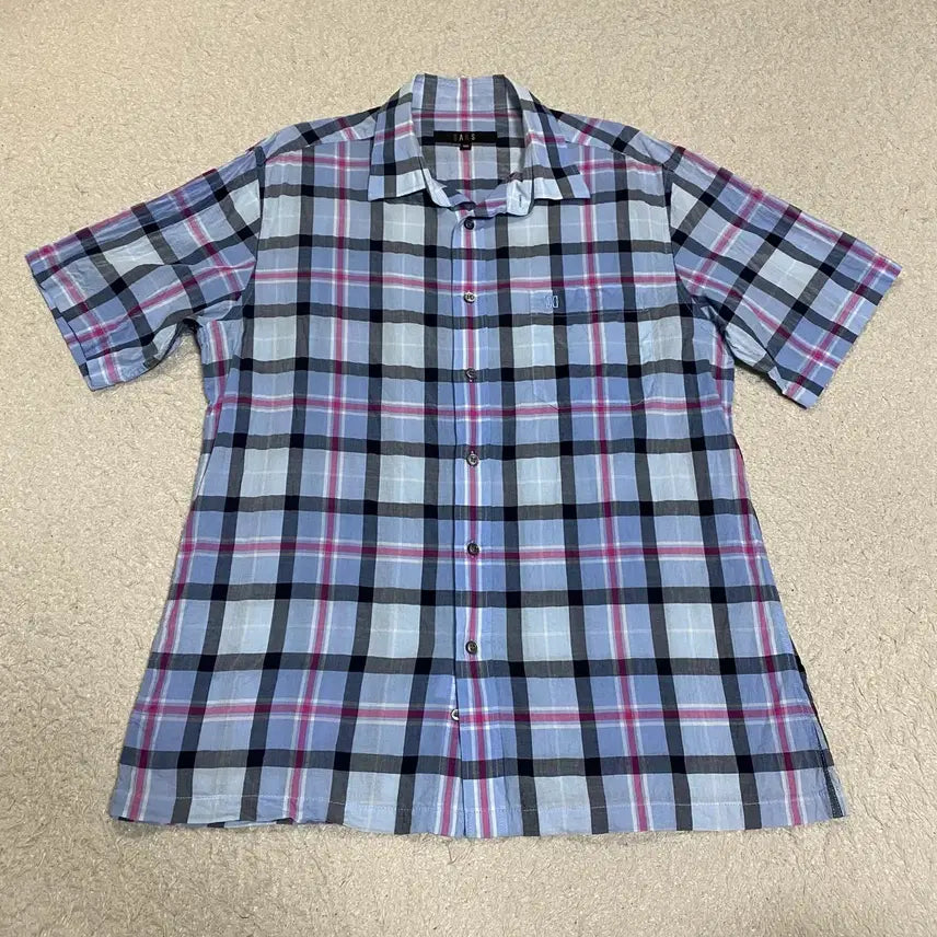 [BUNJANG] Daks Check Short Sleeve Shirt 105 / 닥스 체크 반팔 셔츠 105