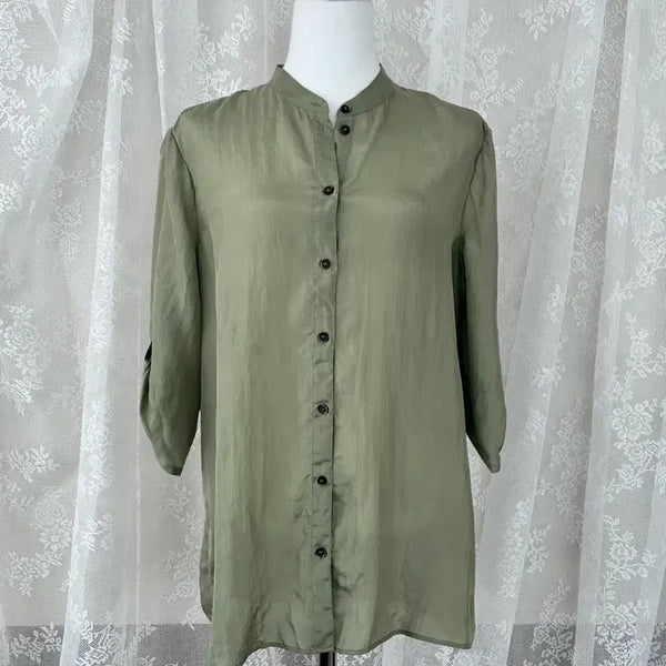[BUNJANG] Massimo Dutti 100% Silk Blouse Green / 40) 마시모두띠 실크 100 블라우스 그린
