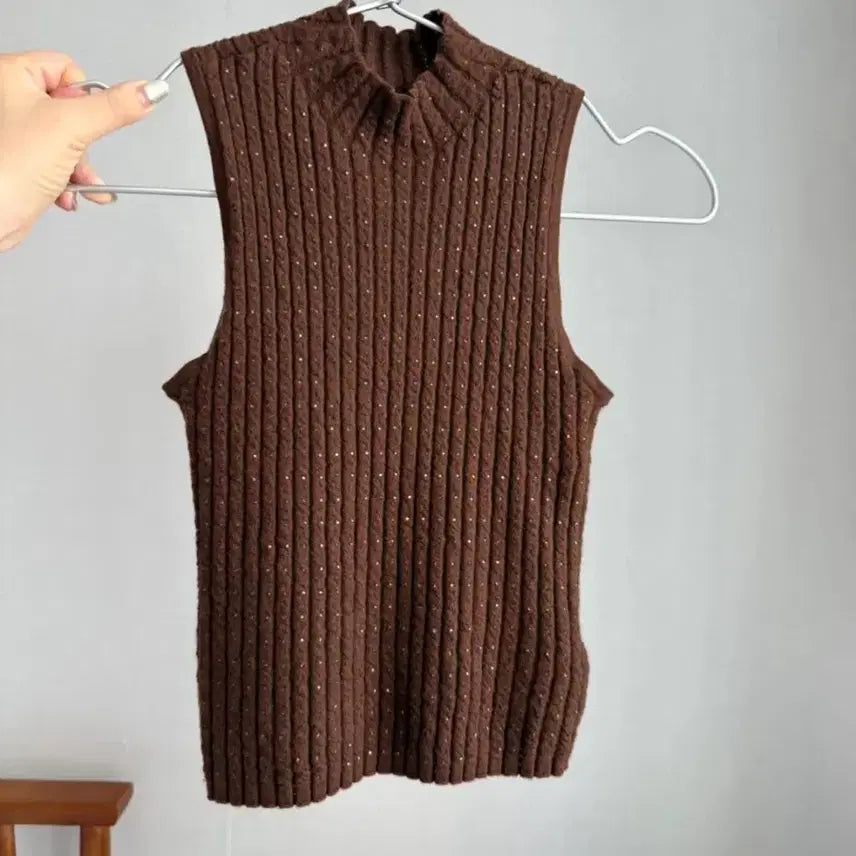 [BUNJANG] Brunello Cucinelli Women's Glitter Half-Neck Wool Knit Cropped Top / 쿠치넬* 여성 글리터 하프넥 울 니트 크롭탑