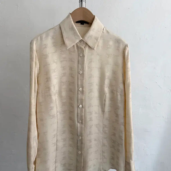 [BUNJANG] Burberry London Ivory Logo Silk Shirt / Burberry 버버리 런던 아이보리 로고 실크 셔츠