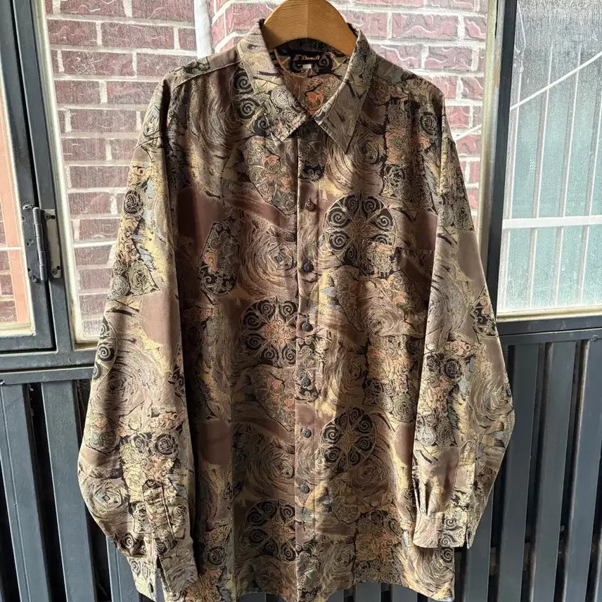 [BUNJANG] Dona-A Vintage Oriental Art Silk Pattern Shirt / 빈티지 도나A 오리엔탈 아트 실크 패턴 셔츠