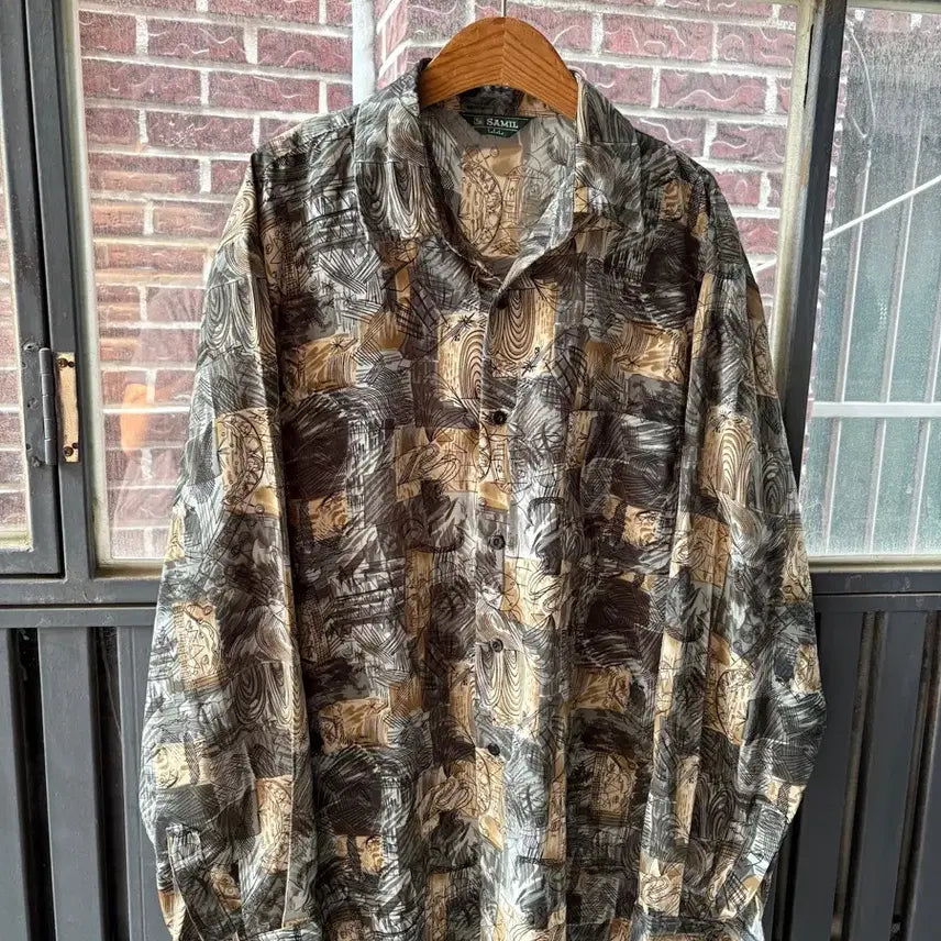 [BUNJANG] Vintage Samil Art Graphic Silk Pattern Shirt / 빈티지 사밀 아트 그래픽 실크 패턴 셔츠