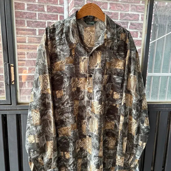 [BUNJANG] Vintage Samil Art Graphic Silk Pattern Shirt / 빈티지 사밀 아트 그래픽 실크 패턴 셔츠