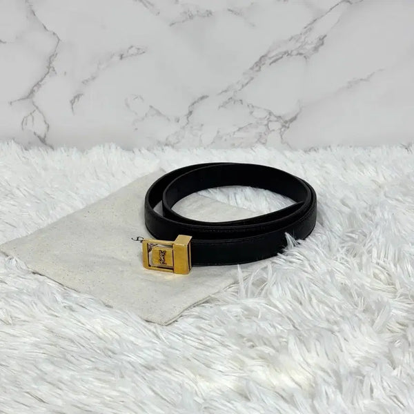 [BUNJANG] Saint Laurent LA66 Slim Belt Black Gold Hardware / [70] 생로랑 LA66 슬림 벨트 블랙 금장