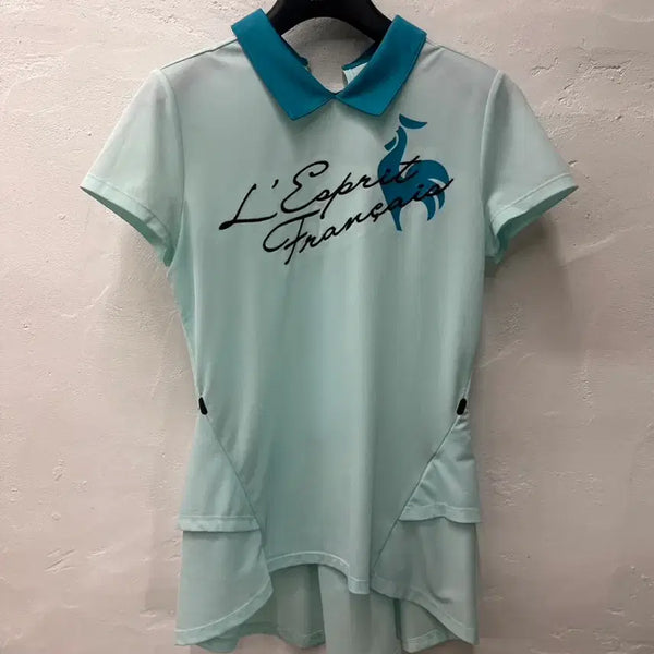 [BUNJANG] Le Coq Sportif Women's Golf Short Sleeve Polo T-Shirt Sky Blue - Size S / 르꼬끄 여 티셔츠 하늘색/골프/카라/기능성/반팔 S