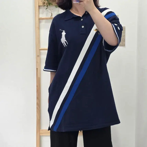 [BUNJANG] Polo Ralph Lauren XXL Navy Color Block Big Pony Short Sleeve Polo Shirt / [프립]XXL/빅포니 폴로 랄프로렌 네이비 컬러 배색 반팔  카라 티셔츠