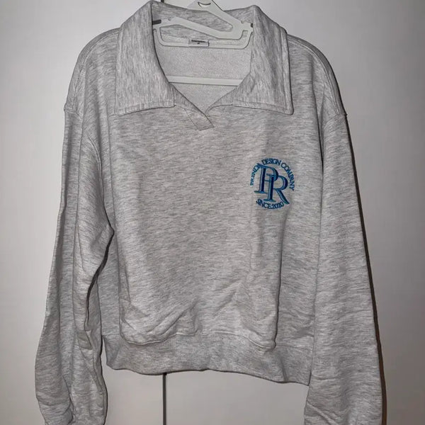 [BUNJANG] Frenda Crop Collar Sweatshirt Heather Grey / 프렌다 크롭 카라 맨투맨 헤더그레이