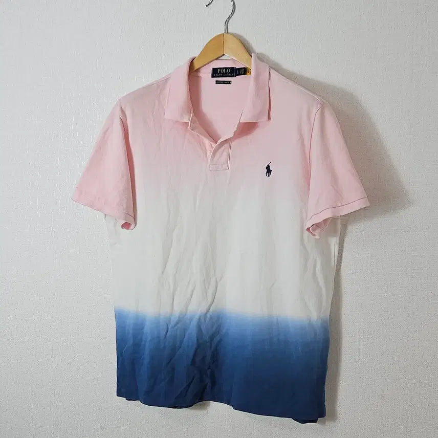 [BUNJANG] Polo Ralph Lauren Men's Gradient Logo Short Sleeve Polo Shirt L / 폴로 랄프로렌 신형 반팔 카라티 피케티 그라데이션 티셔츠 L (QR정품)