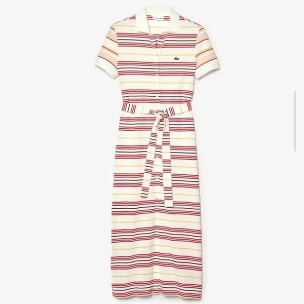 [BUNJANG] Lacoste Striped Belted Long Dress / [38] 라코스테 스트라이프 벨티드 롱 원피스 새제품
