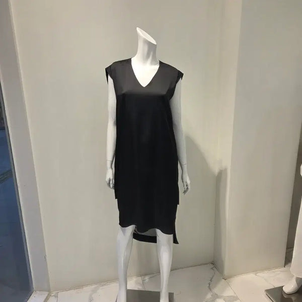 [BUNJANG] Silky Color-Block Unbalanced Midi Dress / 롱원피스 브이넥 실키 배색 언밸런스 새상품/급처/사이즈(55~66)