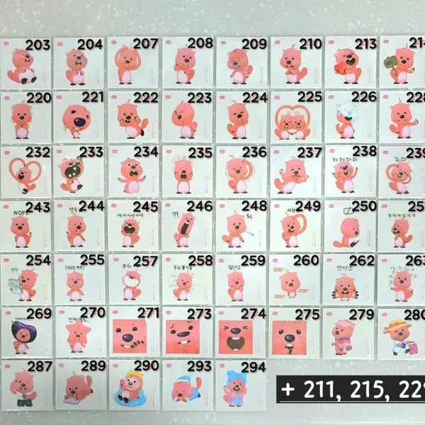 [BUNJANG] Janggeukrupy Sticker Set (No. 201-300) 70 Unique Stickers Bundle / 잔망루피 띠부씰(201~300번)무중복 70종 일괄