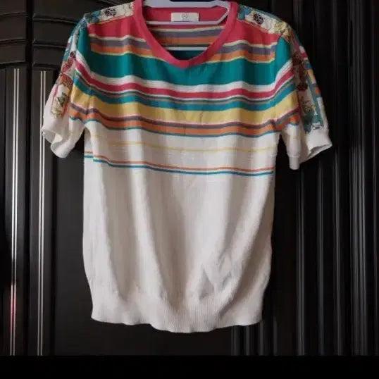 [BUNJANG] Ensome Striped Short-Sleeve Knit / 엔썸 줄무늬 반팔 니트