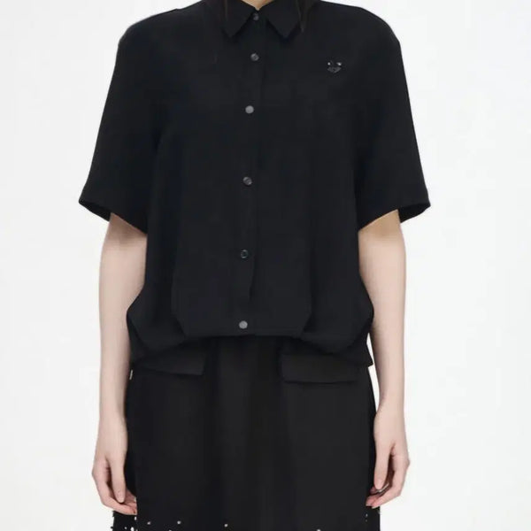 [BUNJANG] Songzio Paris x Disney Collaboration Mickey Mouse Patch Short Sleeve Shirt / 송지오 파리 여성 셔츠
