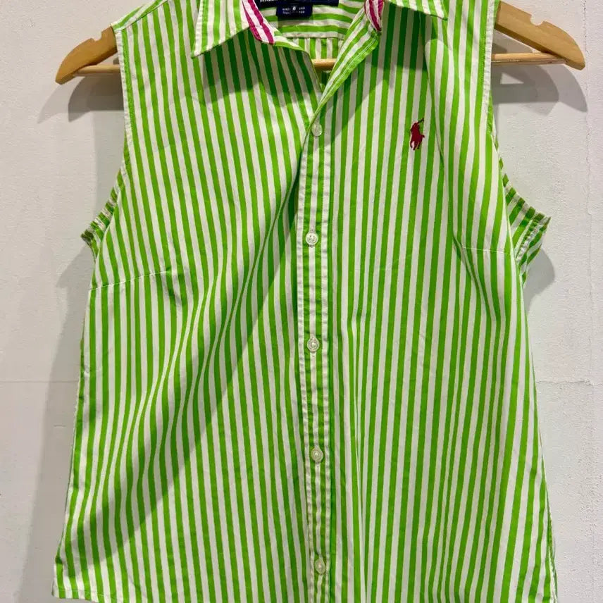 [BUNJANG] Ralph Lauren Sport Green Stripe Sleeveless Shirt / 랄프로렌 스포츠 민소매 그린 스트라이프 6
