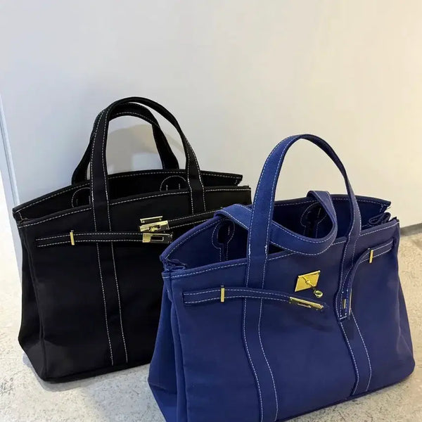[BUNJANG] Canvas Birkin Style Tote Bag / 캔버스버킨백2