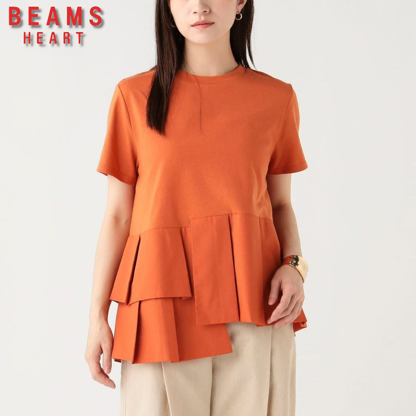 [BUNJANG] BEAMS HEART Color Mix Pullover Short Sleeve / 빔즈 하트 언밸런스 이소재 풀오버 반팔 4컬러