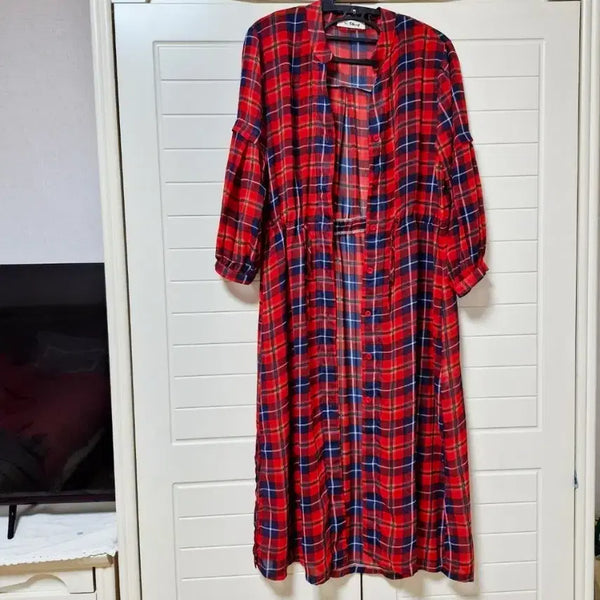 [BUNJANG] The Tilbury Checkered Robe Dress / 더틸버리 로브형원피스 오즈세컨지컷시슬리온앤온에고이스트럭키슈에뜨듀엘보브