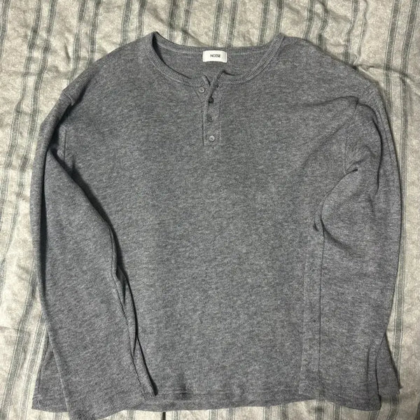 [BUNJANG] Noise Henly Neck Long Sleeve T-Shirt / 노이즈 헨리넥