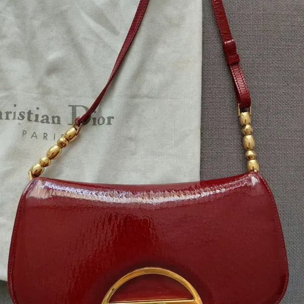 [BUNJANG] Christian Dior Marise Pearl Patent Leather Shoulder Bag / 디올 마리스펄 와인색빈티지