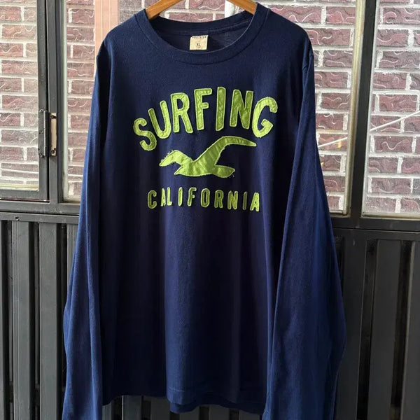 [BUNJANG] Abercrombie & Fitch Surfing Embroidered Logo Long Sleeve T-Shirt XL / 아베크롬비 서핑 자수 로고 롱슬리브 긴팔티