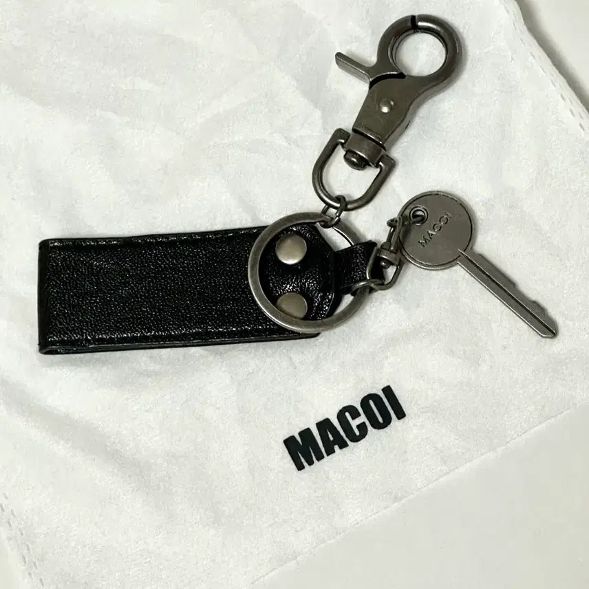 [BUNJANG] Marroi Password Leather Layered Keyring [Black] / 마코이 패스워드 레더 레이어드 키링 [블랙]
