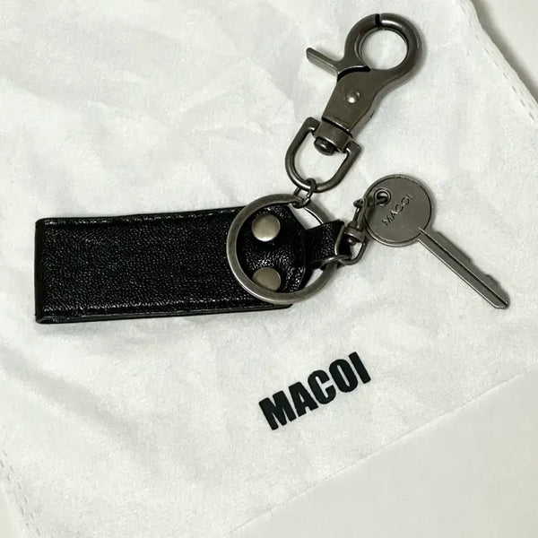 [BUNJANG] Marroi Password Leather Layered Keyring [Black] / 마코이 패스워드 레더 레이어드 키링 [블랙]