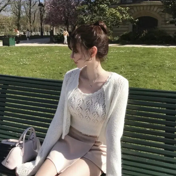 [BUNJANG] Labelle Blanc Reily Knit Set - Ivory / 라벨르블랑 레일리 니트 세트 아이보리