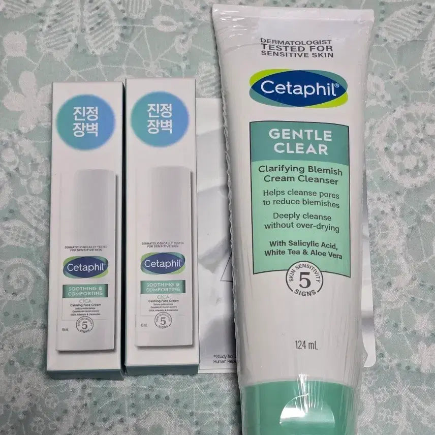 [BUNJANG] Cetaphil Gentle Clear Clarifying Cream Cleanser & Cica-Ceramide Calming Cream Set / [미개봉] 세타필 고요크림 + 클렌저