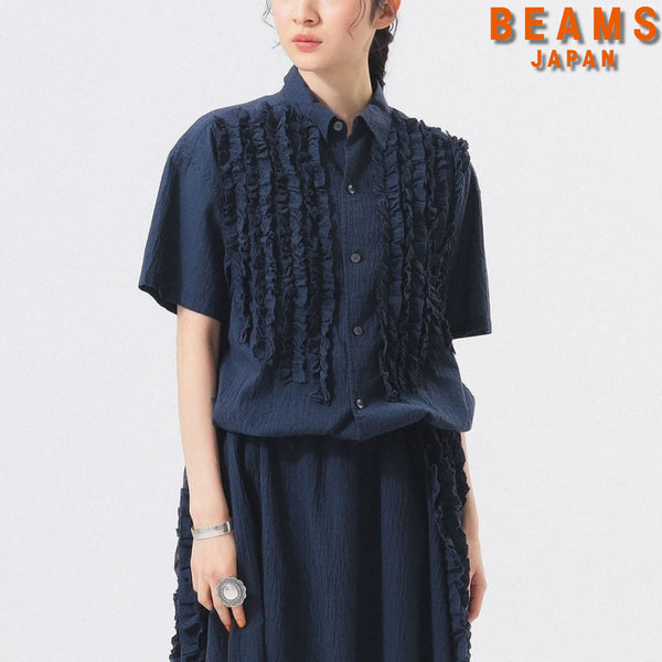 [BUNJANG] BEAMS BOY Dobby Frill Short Sleeve Shirt / 빔즈 보이 도비 프릴 반팔 셔츠