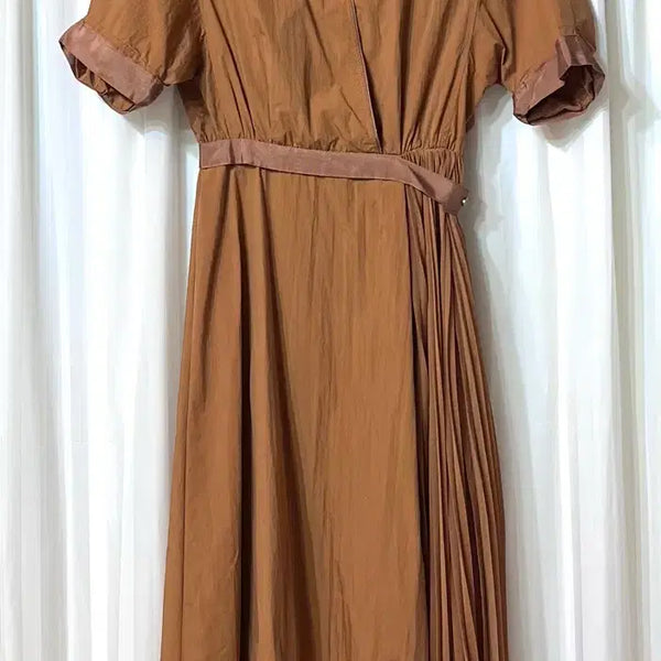 [BUNJANG] Mine Orange Pleated Shirt Dress / 마인 오렌지 플리츠 셔츠 원피스 55-66 거의새것