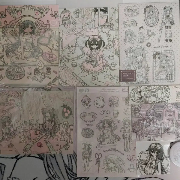 [BUNJANG] Milky Heart Sticker Postcard Set / 밀키하트 단종포함 스티커 엽서