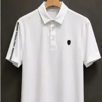 [BUNJANG] Amazingcree White Short Sleeve Polo Shirt / 어메징크리 흰색 반팔 카라티