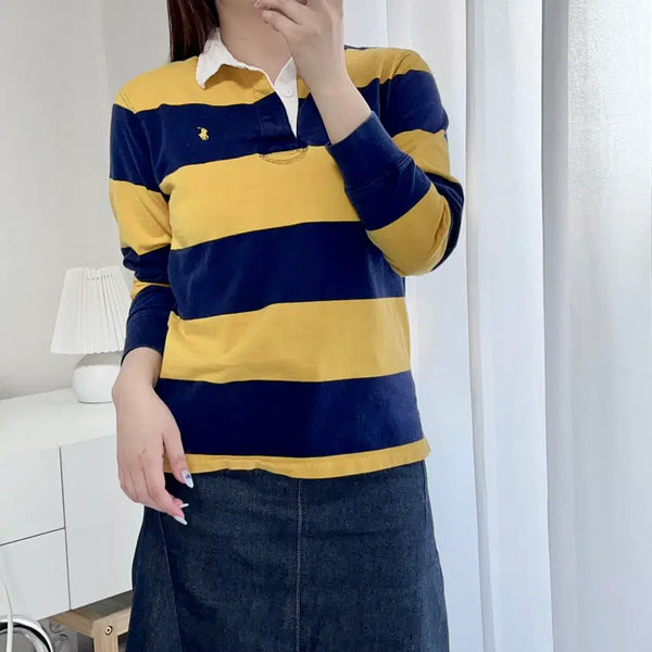 [BUNJANG] Polo Ralph Lauren Rugby Shirt - Yellow Pony & Honeybee Detail (Size L) / 폴로 꿀벌 / 옐로우포니 단가라 럭비티 [ L(14-16) ]