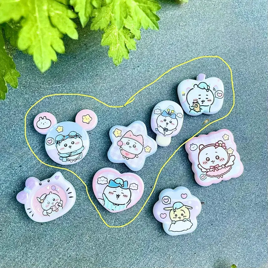 [BUNJANG] Chiikawa Character Parts Set with Heart Keyring / 치이카와 먼작귀 볼꾸 파츠 5종 + 하트 키링 세트