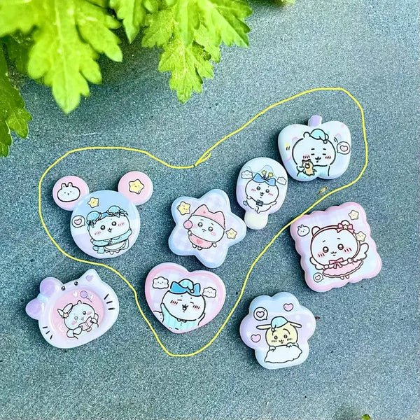 [BUNJANG] Chiikawa Character Parts Set with Heart Keyring / 치이카와 먼작귀 볼꾸 파츠 5종 + 하트 키링 세트