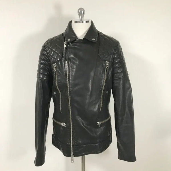 [BUNJANG] All Saints Men's Black Leather Biker Jacket M / 올세인츠 남성가죽바이커자켓M호호상점