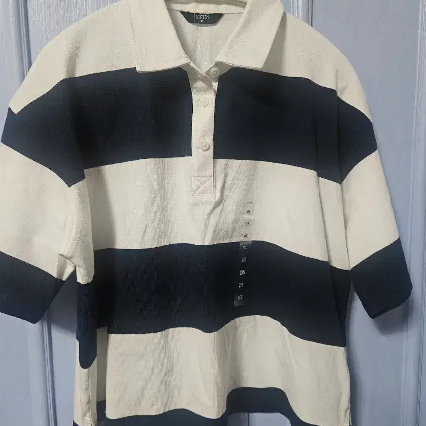 [BUNJANG] TOPTEN Striped Collar Short-Sleeve T-Shirt - New Arrival / 탑텐 카라 반팔티 새상품